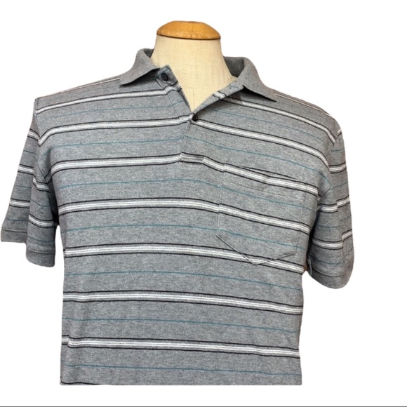 SzS Covington Gray Teal Stripe Polo - Picture 3 of 6